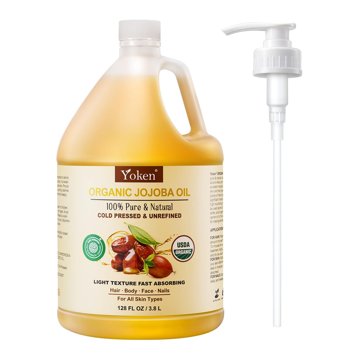 Yoken Jojoba Oil 128oz front view with label
