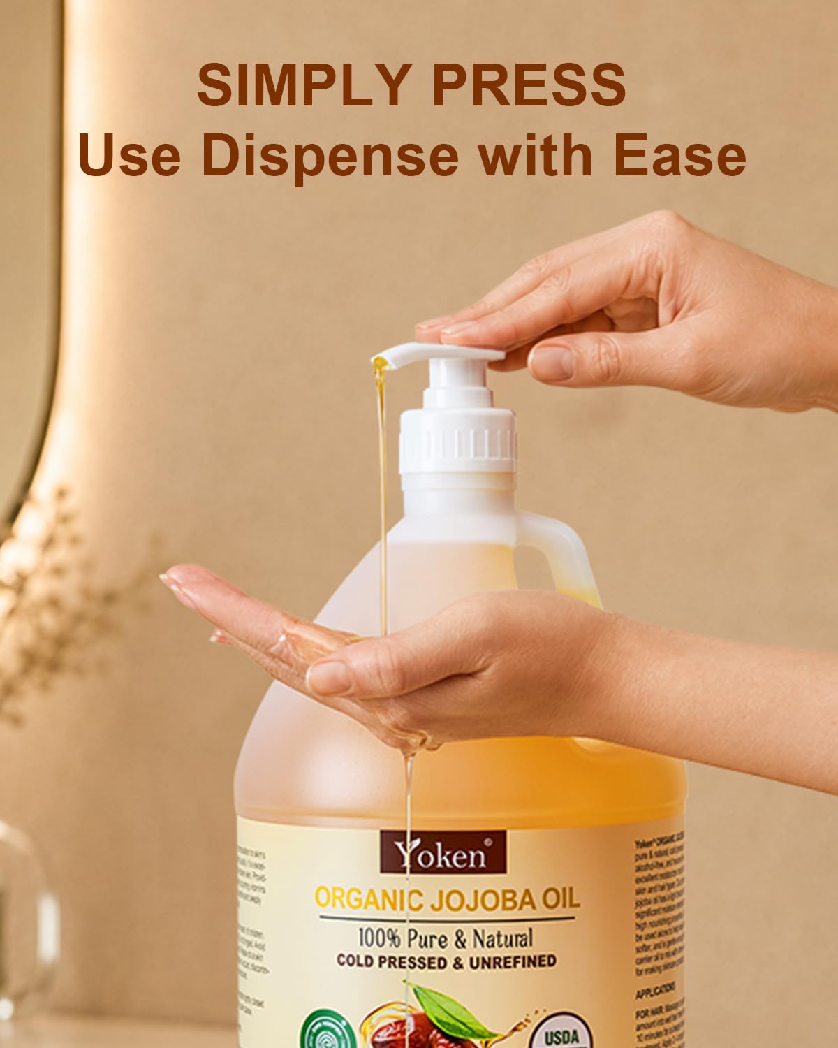 Yoken Jojoba Oil 128oz with dropper for easy application