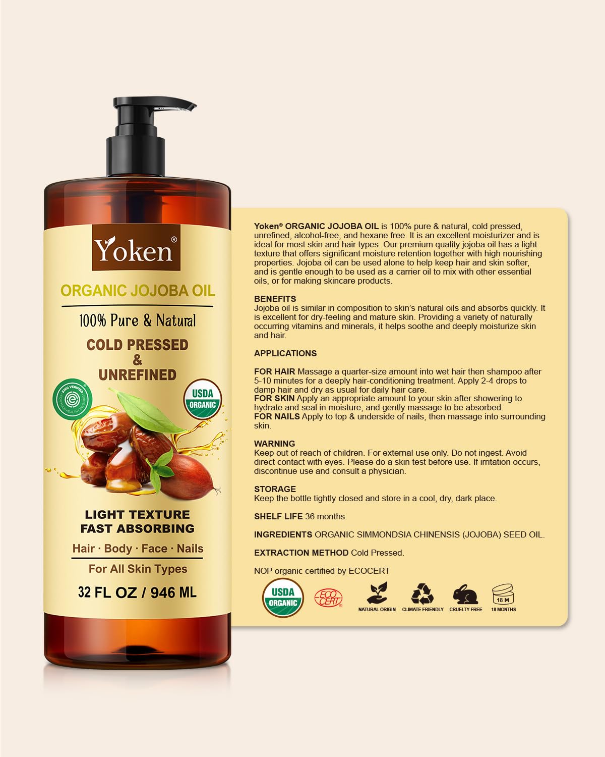 Yoken Jojoba Oil with DIY skincare ingredients