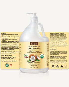 Yoken Organic Fractionated Coconut Oil 128oz packaging