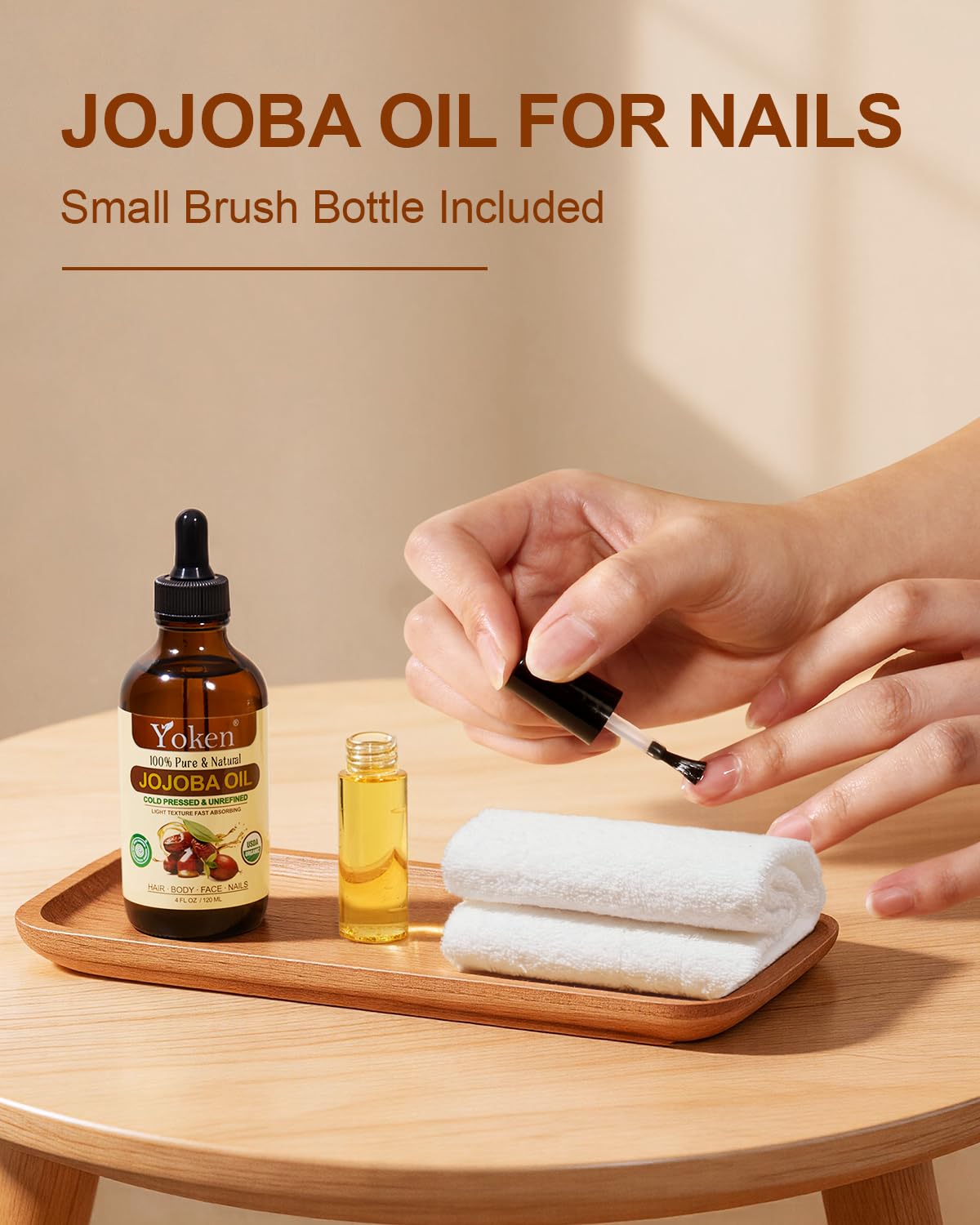 Yoken Organic Jojoba Oil 4oz with dropper and brush bottle