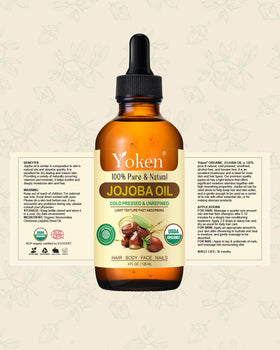 Yoken Organic Jojoba Oil 4oz with texture on skin