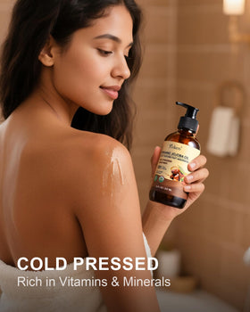 Yoken Organic Jojoba Oil displayed with essential oils