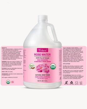 Yoken Organic Rose Water 128oz being applied on skin
