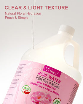 Yoken Organic Rose Water 128oz close-up of the bottle
