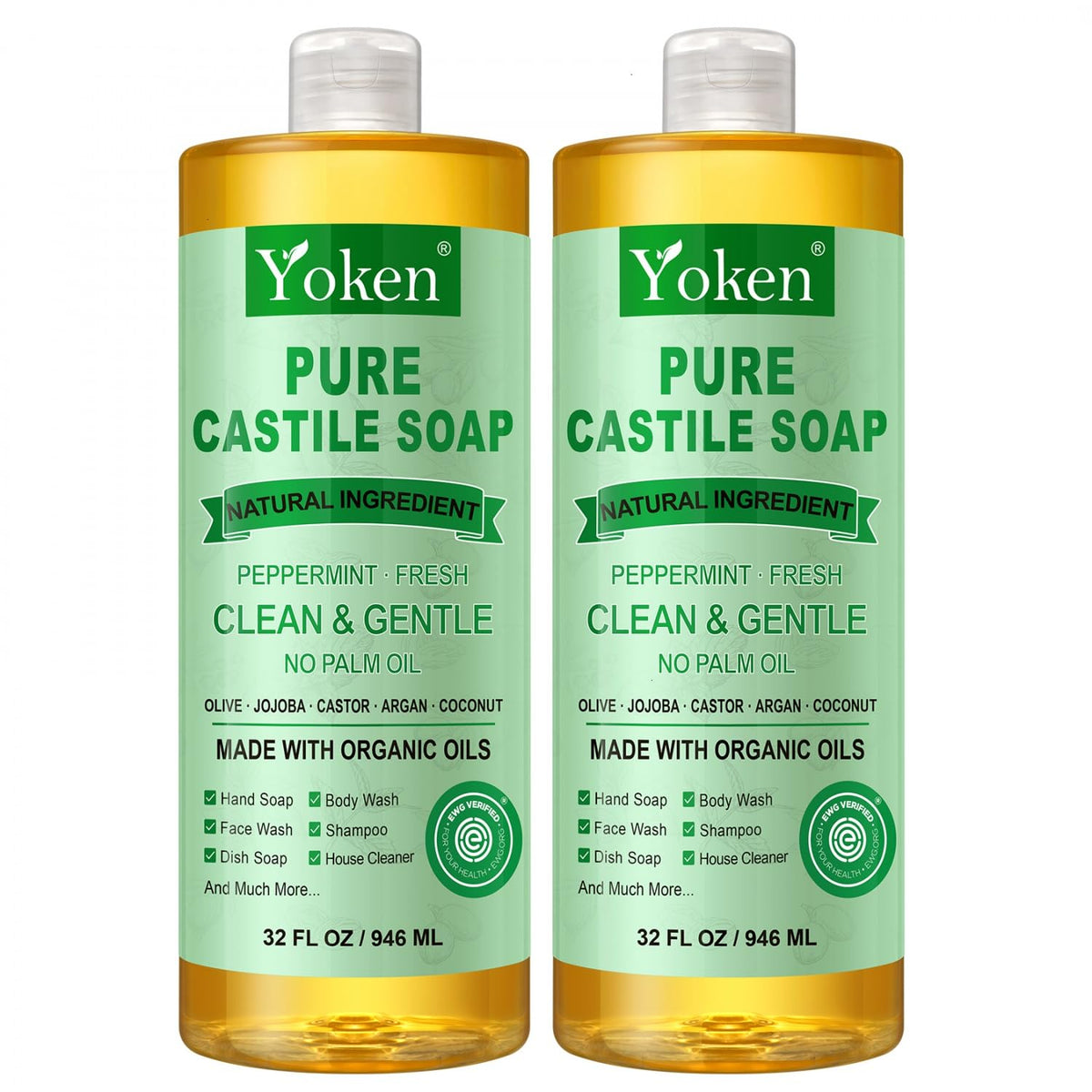 Yoken Peppermint Castile Soap 32oz in use at home