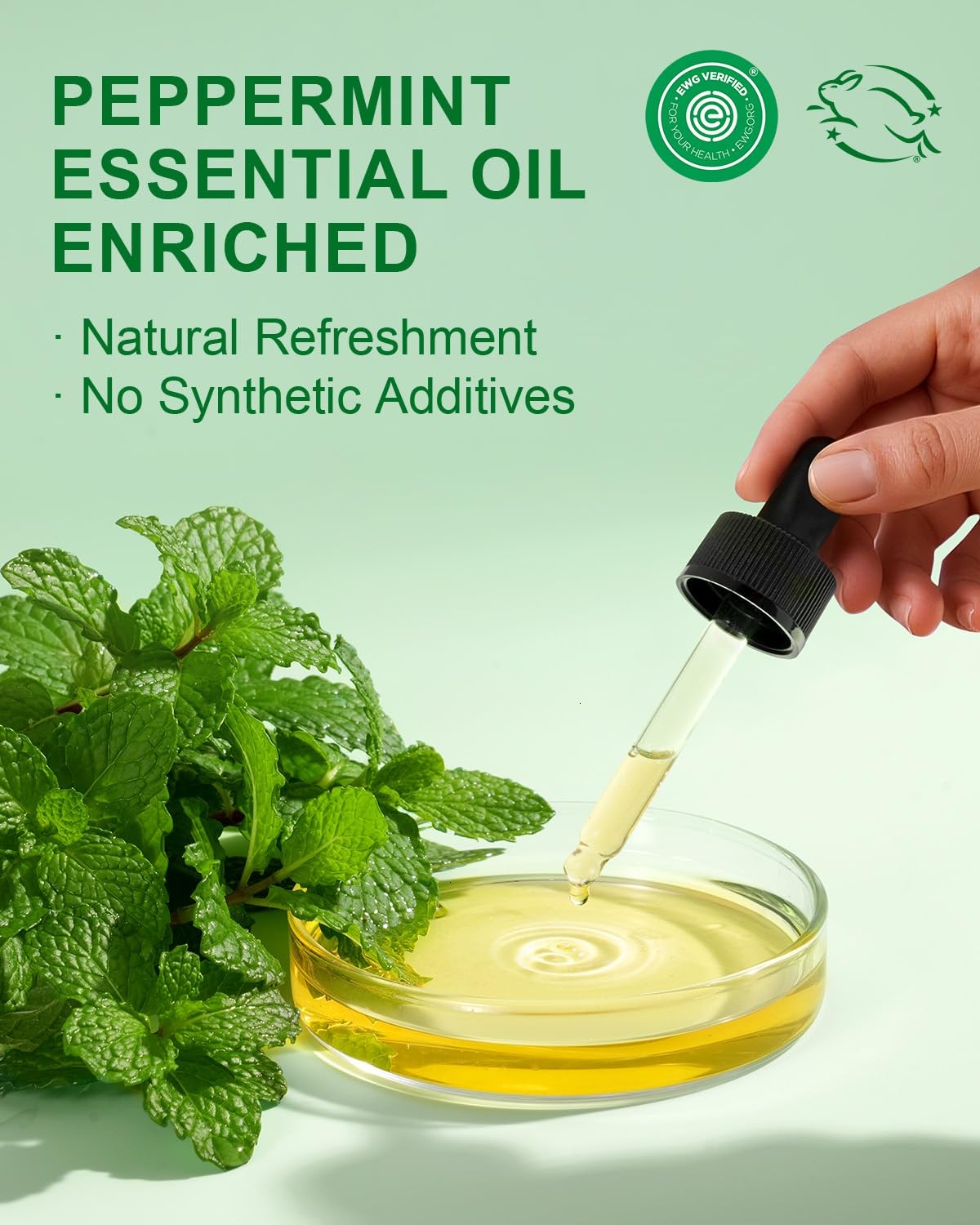 Yoken Peppermint Castile Soap 64oz with fresh peppermint leaves