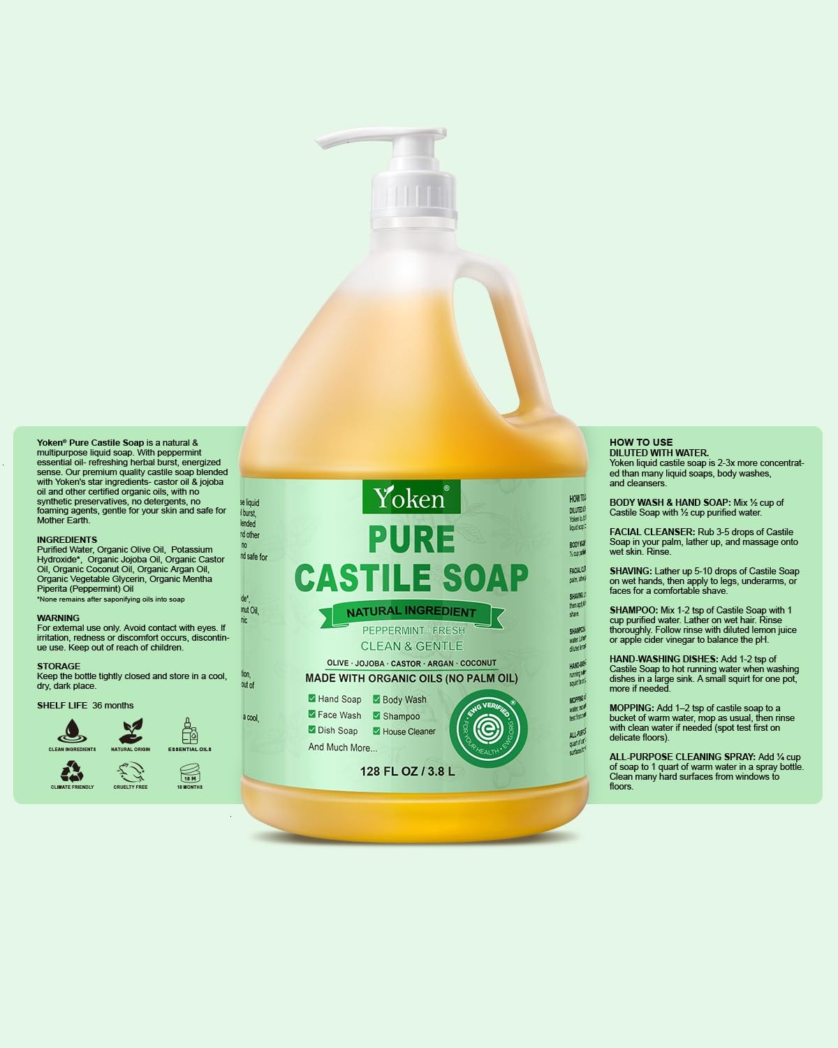 Yoken Peppermint Castile Soap in a bathroom setting