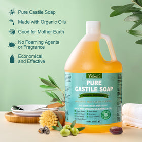Yoken Pure Castile Liquid Soap 128 Oz unscented side view