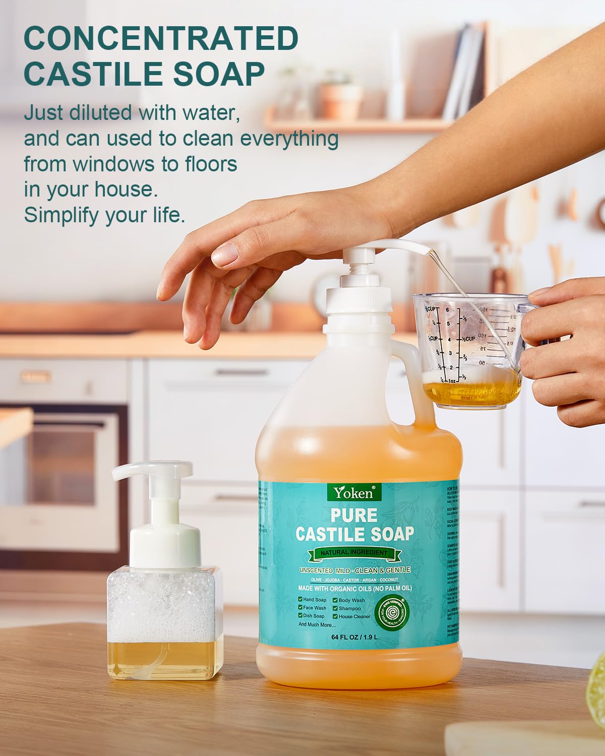 Yoken Pure Castile Liquid Soap 64 Oz label close-up
