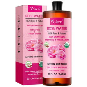 Yoken Pure Rose Water 32oz amber bottle front view