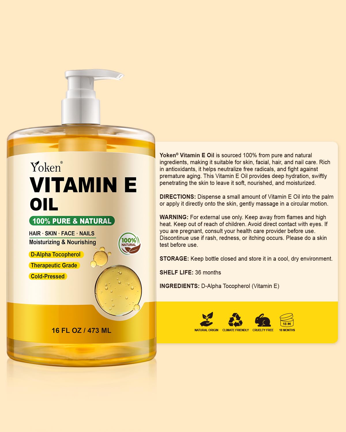 Yoken Vitamin E Oil packaging details