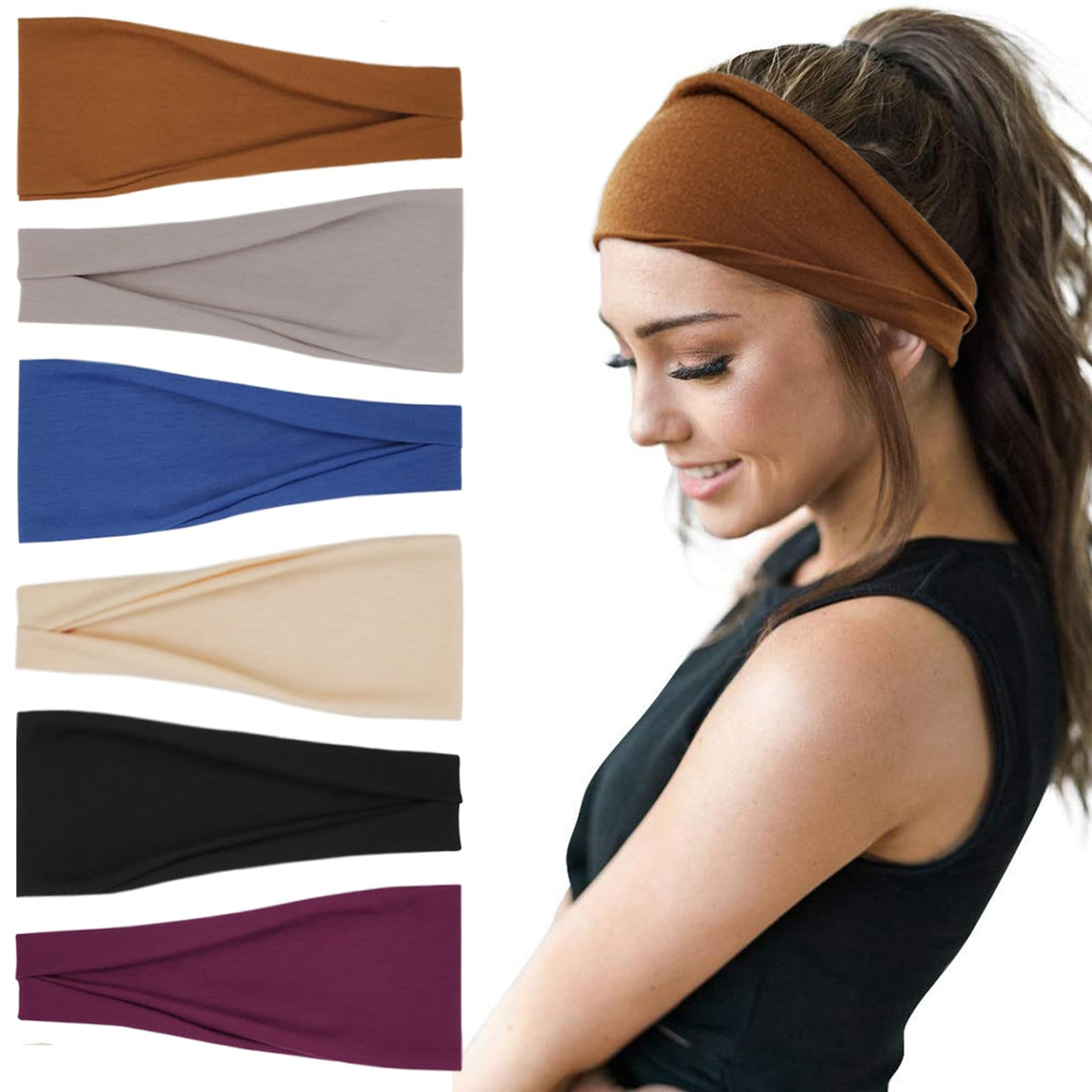 YONUF 6 Pack Headbands assortment in various colours