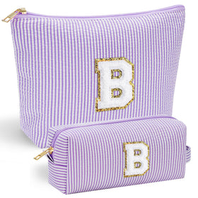 YOOLIFE Bridesmaid Gift Makeup Bag front view in purple