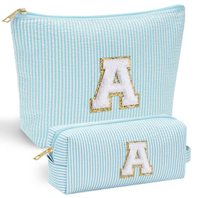 YOOLIFE Cute Makeup Bag front view with initial letter