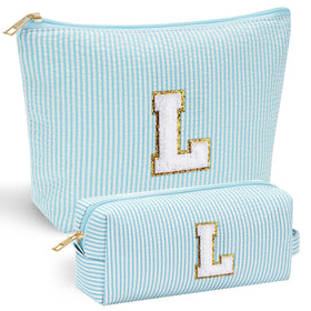 YOOLIFE Cute Makeup Bag in pink with initial letter