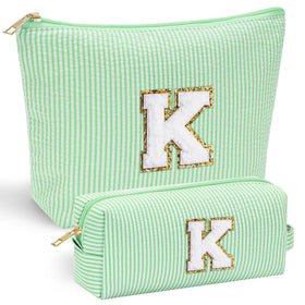 YOOLIFE Cute Makeup Bag in pink with initial letter