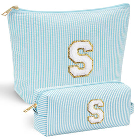 YOOLIFE Cute Makeup Bag in pink with initial letter