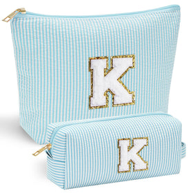 YOOLIFE cute makeup bag pink with personalized initial