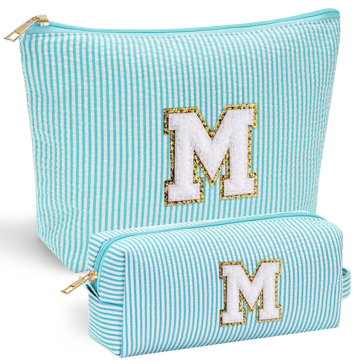 YOOLIFE Cute Travel Makeup Bag front view with personalised letter