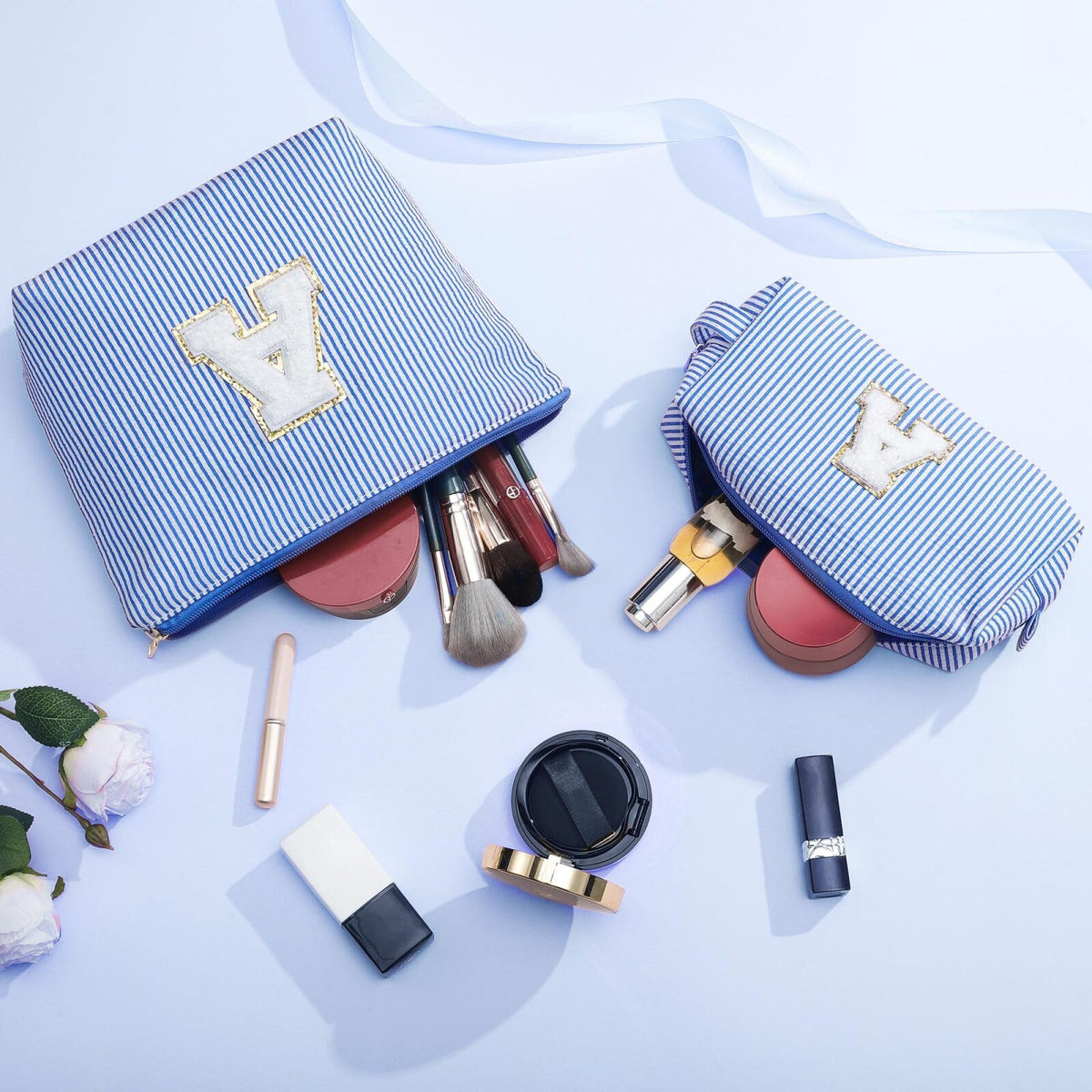 YOOLIFE Initial Makeup Bag Blue K packaging display