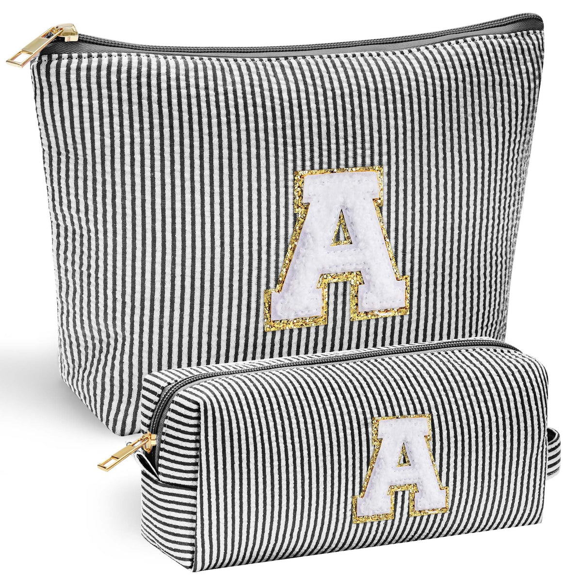 YOOLIFE Initial Makeup Bag front view with personalized letter