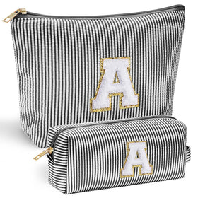 YOOLIFE Initial Makeup Bag front view with personalized letter