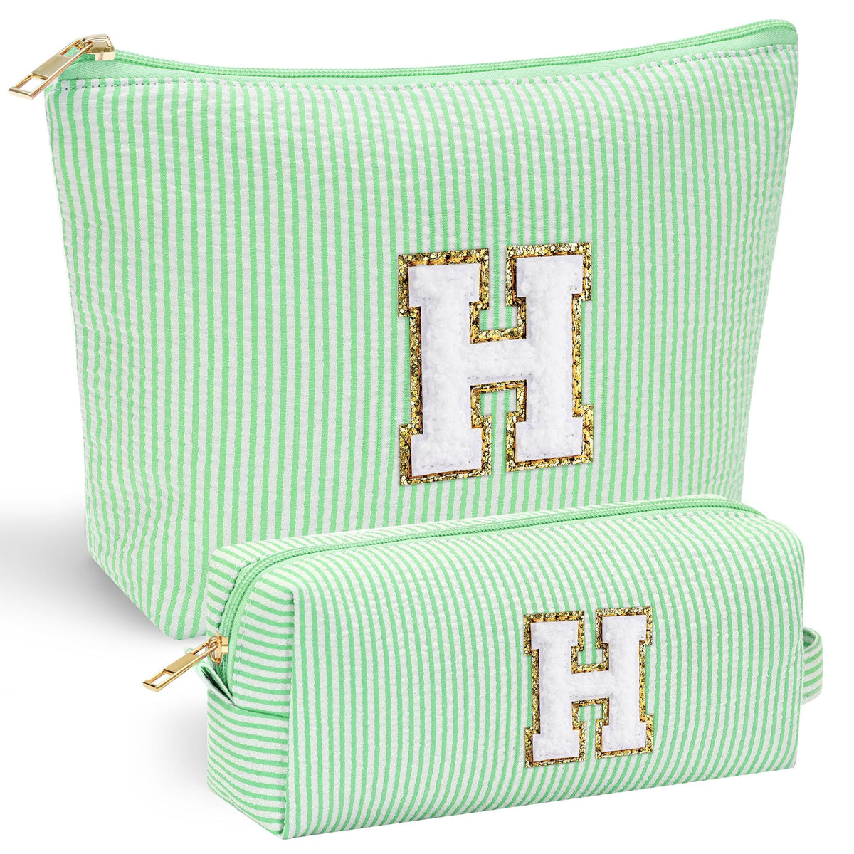 YOOLIFE Initial Makeup Bag front view with personalized letter