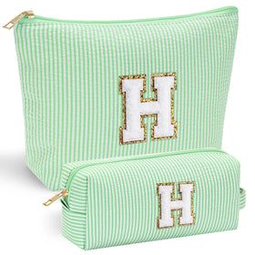 YOOLIFE Initial Makeup Bag front view with personalized letter