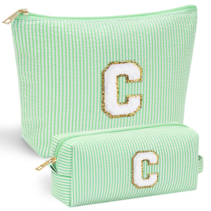 YOOLIFE Initial Makeup Bag front view with unique chenille letter