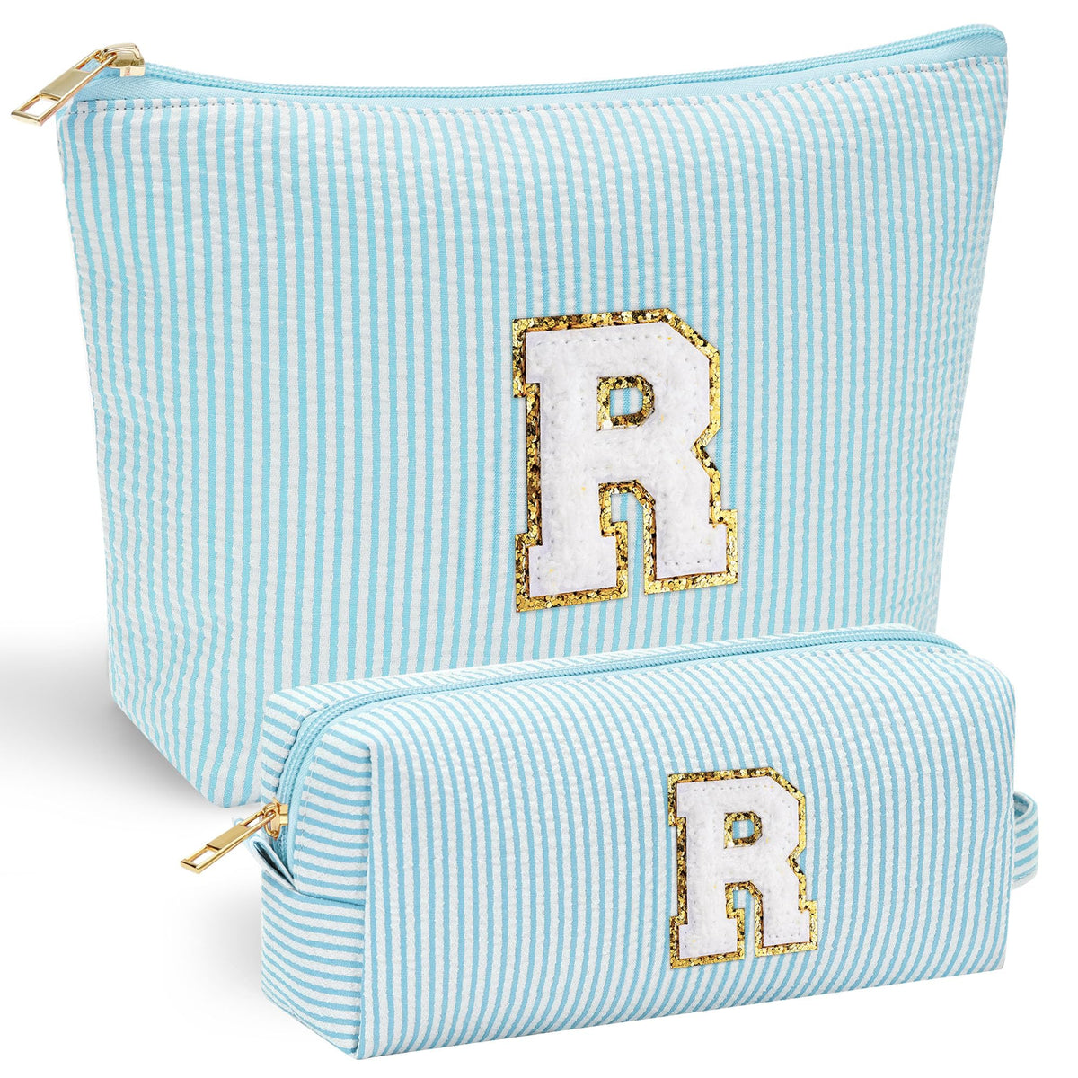 YOOLIFE Initial Makeup Bag in pink with chenille letter