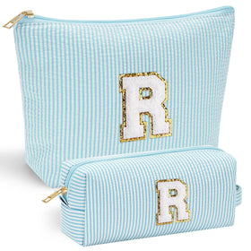 YOOLIFE Initial Makeup Bag in pink with chenille letter