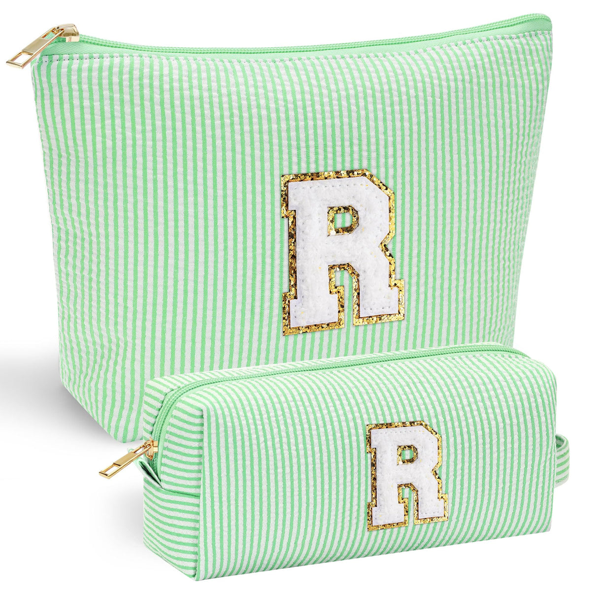 YOOLIFE Initial Makeup Bag in pink with chenille letter