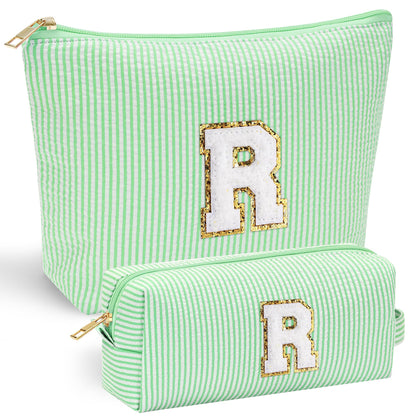 YOOLIFE Initial Makeup Bag in pink with chenille letter