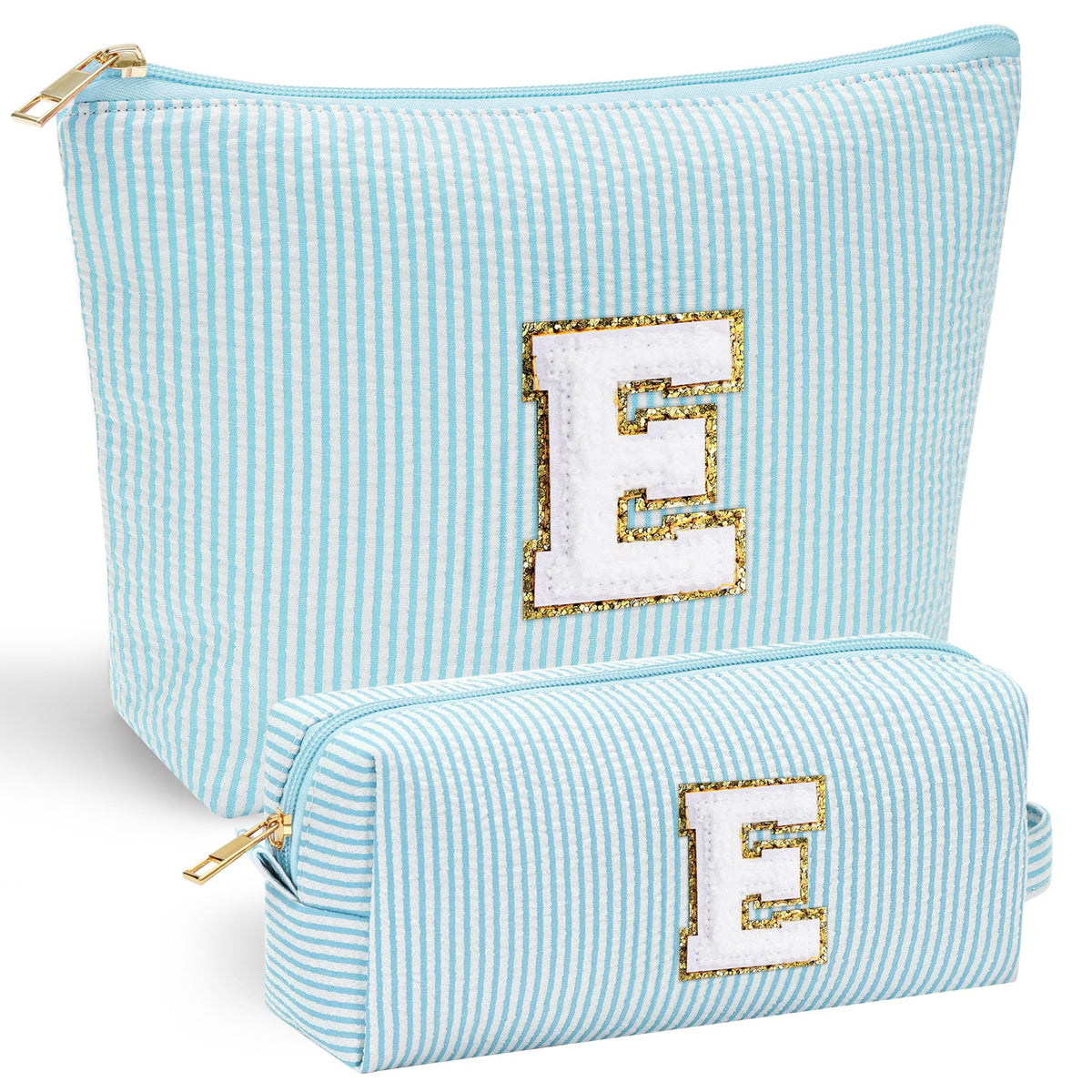 YOOLIFE Initial Makeup Bag in pink with chenille letter A
