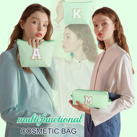 YOOLIFE Initial Makeup Bag in pink with personalized letter option