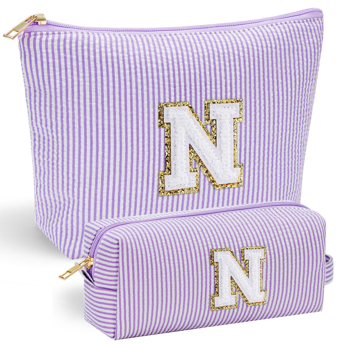 YOOLIFE Makeup Bag front view with chenille letter