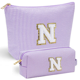 YOOLIFE Makeup Bag front view with chenille letter