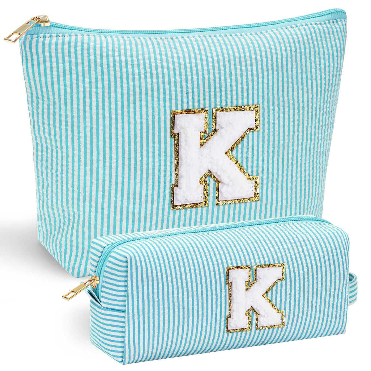 YOOLIFE Makeup Bag front view with personalized chenille letter