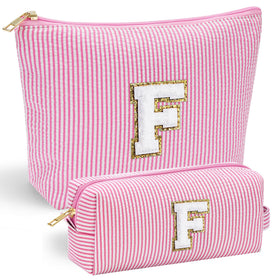 YOOLIFE Makeup Bag front view with personalized initial