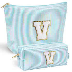 YOOLIFE Makeup & Skincare Bag Organizer front view with initial