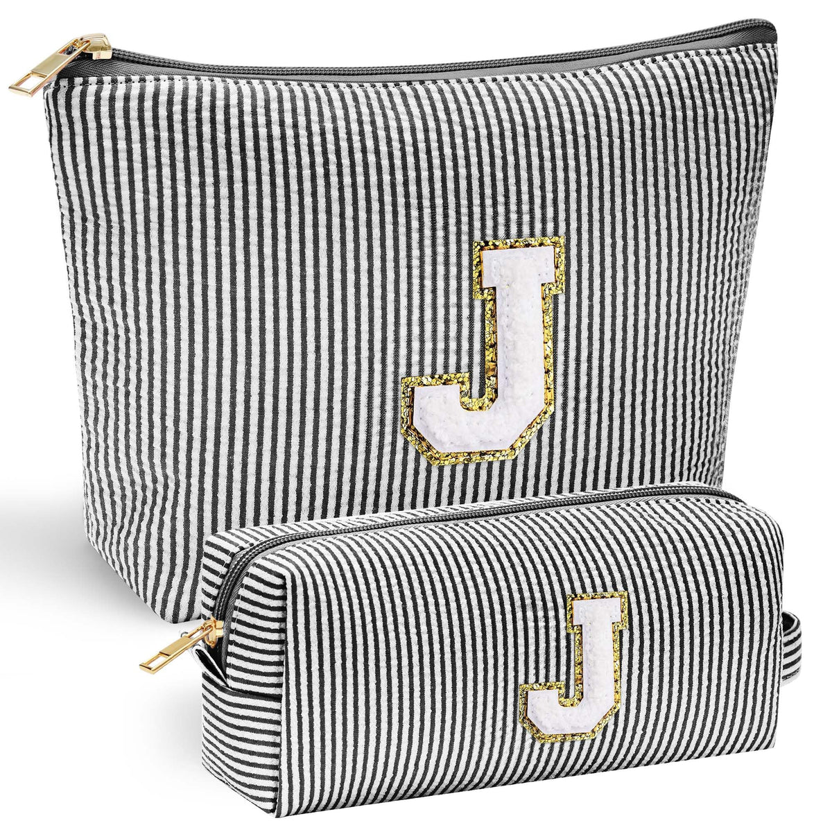 YOOLIFE Monogram Makeup Bag front view with personalized letter