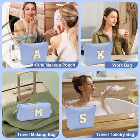 YOOLIFE Monogram Makeup Bag in green colour with initial