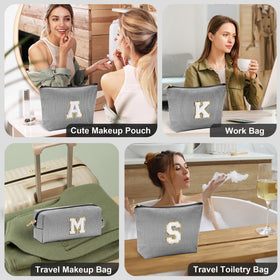 YOOLIFE Monogrammed Makeup Bag dimensions and features displayed
