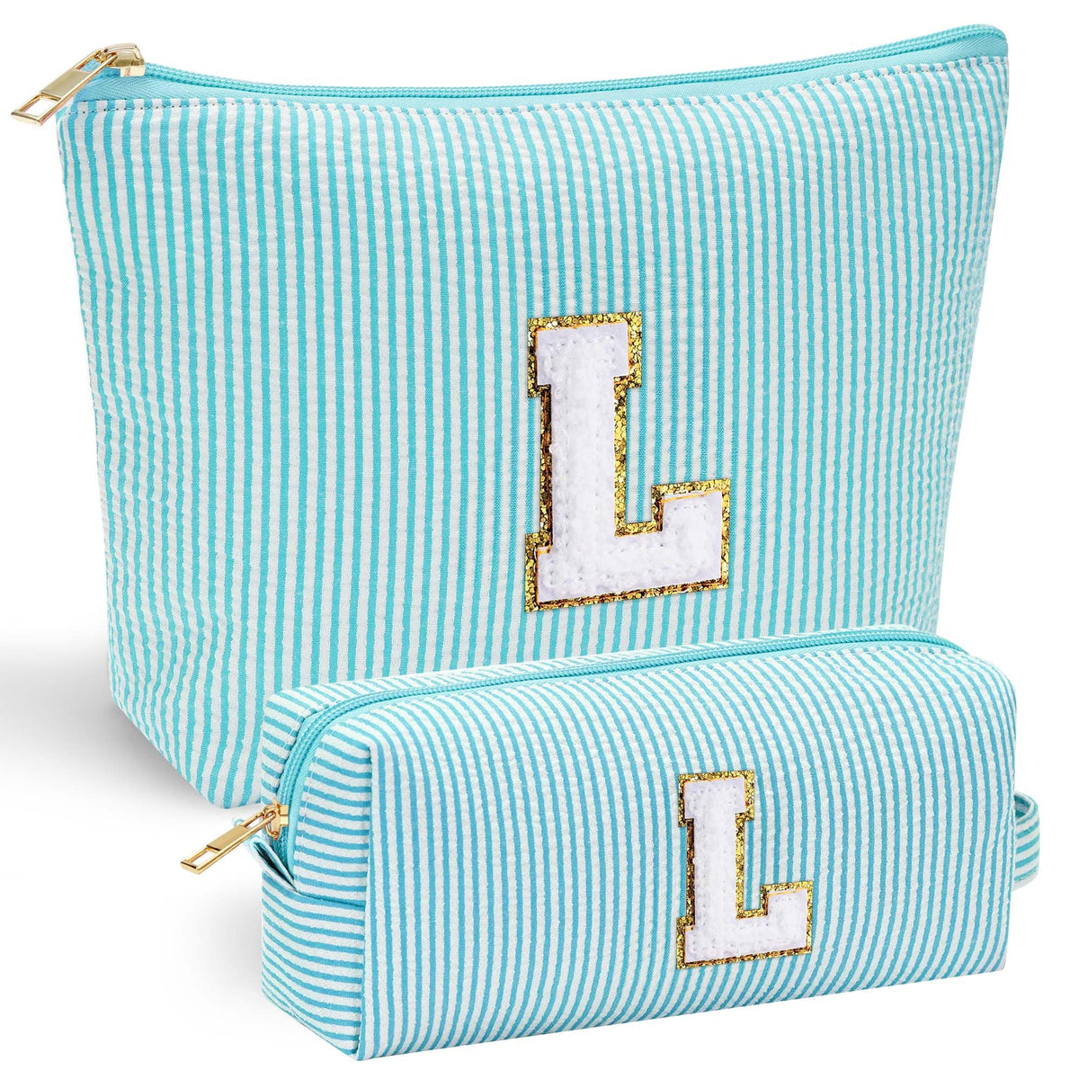 YOOLIFE Personalized Cute Makeup Bag in pink with initial letter