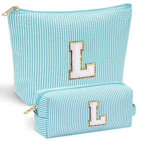 YOOLIFE Personalized Cute Makeup Bag in pink with initial letter