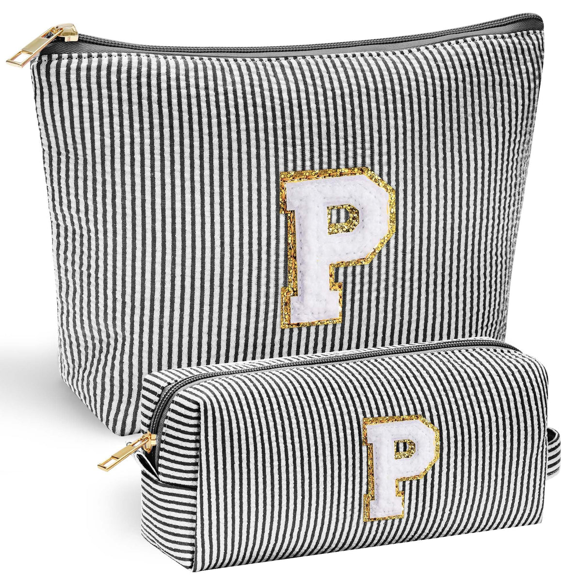 YOOLIFE Personalized Makeup Bag front view with chenille letter