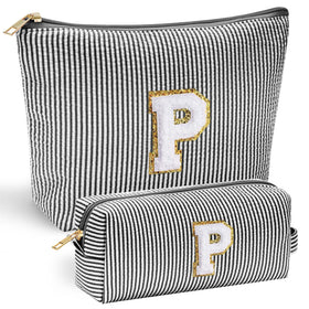 YOOLIFE Personalized Makeup Bag front view with chenille letter