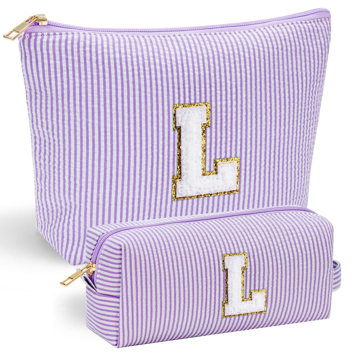 YOOLIFE Personalized Makeup Bag in pink with letter A