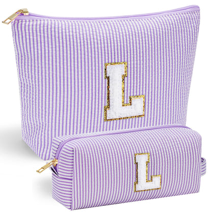 YOOLIFE Personalized Makeup Bag in pink with letter A